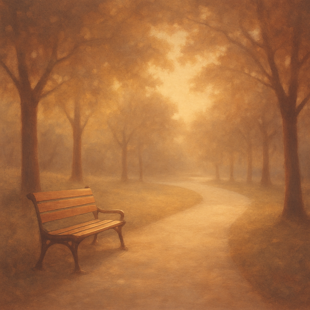 A peaceful tree-lined walking path at dusk